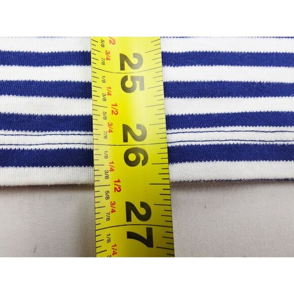 L.L. Bean Size XL Womens White Blue Stripe 3/4 Sleeve Draw String V Neck Top - Picture 7 of 9